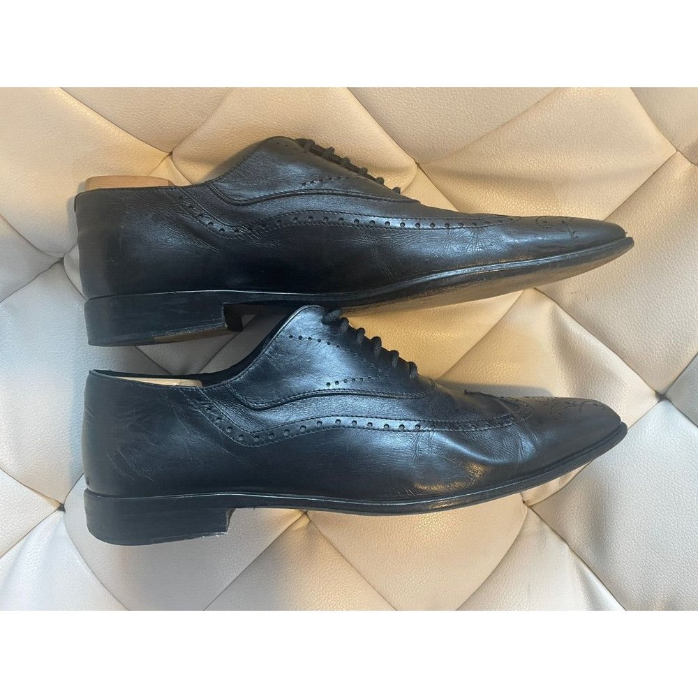 Cesare Paciotti Mens Leather Lace Up Wing Tip Dress Shoes Oxfords Black Size 7.5